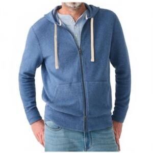 FAHERTY surf waffle zip hoodie in blue, size large